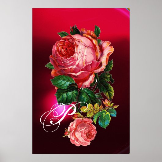 POSTER BEAU MONOGRAMME DE ROSES ROSES (Devant)