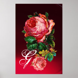POSTER BEAU MONOGRAMME DE ROSES ROSES