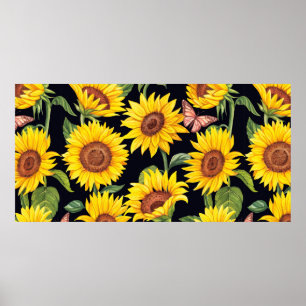 Poster Beau motif de tournesols
