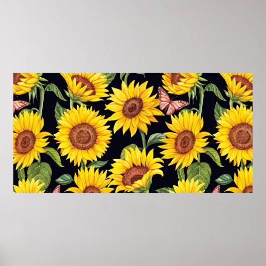 Poster Beau motif de tournesols (Devant)