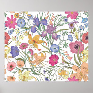 Poster Beau motif floral transparent. illustr