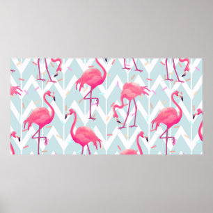 Poster Beau motif tropical transparent avec flamme rose