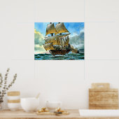 Poster beau navire à quatre mâts (Cuisine)