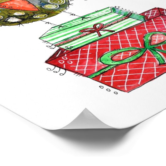 Poster Beau Oiseau de Noël Whimsical (Coin)