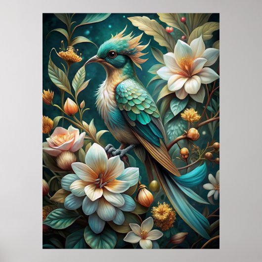 Poster Beau Oiseau Turquoise (Devant)