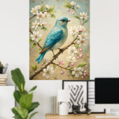 Poster Beau Oiseau Turquoise (Bureau à domicile)