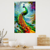 Poster Beau paon avec de magnifiques plumes de queue (Cuisine)