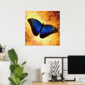 Poster Beau Papillon Morpho Bleu Bokeh (Bureau à domicile)