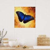 Poster Beau Papillon Morpho Bleu Bokeh (Cuisine)