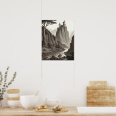 Poster Beau paysage artistique médiéval (Cuisine)