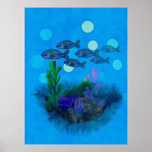 Poster Beau paysage bleu (Devant)