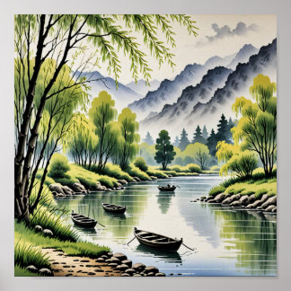 Poster Beau paysage chinois
