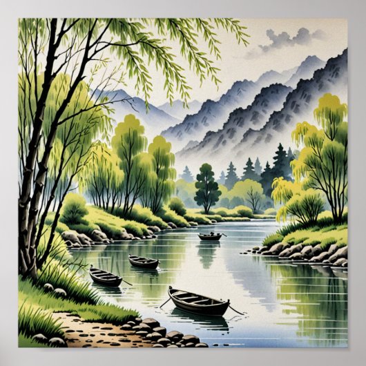Poster Beau paysage chinois (Devant)