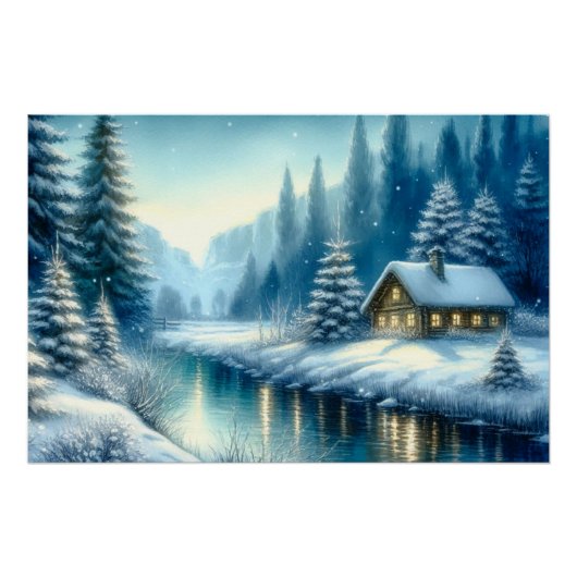 Poster Beau paysage de la rivière d'hiver (Devant)