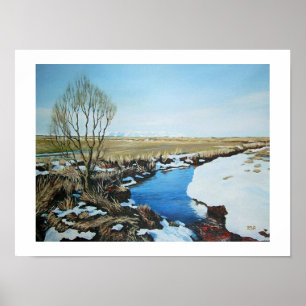 Poster Beau paysage de neige islandais paysage beaux art
