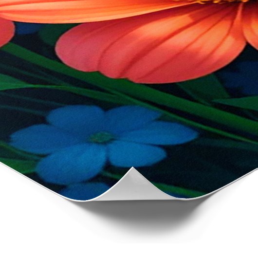 Poster Beau Paysage D'Été Avec Fleurs Colorées (Coin)