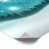 Poster Beau paysage forestier de nuit d'hiver (Coin)