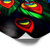 Poster Beau Peacock Vitrail Art de la faune (Coin)