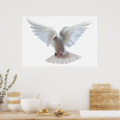 Poster Beau pigeon volant blanc (Cuisine)