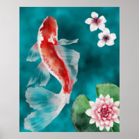 Beau Poisson japonais Koi, Fleurs de cerisiers Jap
