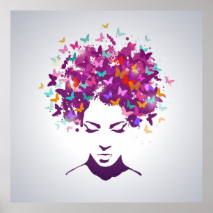 Poster Beau portrait de femme avec des cheveux de