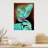 Poster Beau portrait de fille avec couleurs fluo (Cuisine)
