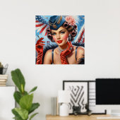 Poster Beau Portrait Vintage fille (Bureau à domicile)