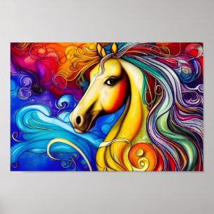 Poster Beau Rainbow Horse Portrait