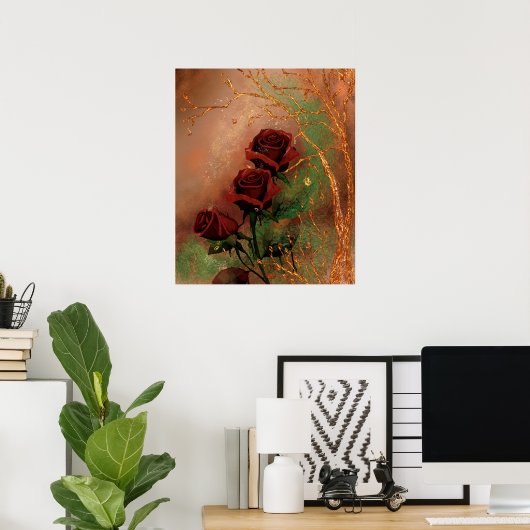 Poster Beau Rose d'automne (Bureau à domicile)
