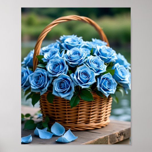 Poster Beau rose en bleu (Devant)