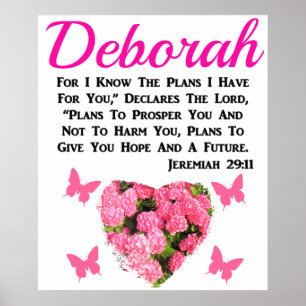 POSTER BEAU ROSE FLORALE PERSONNALISÉ JEREMIAH 29:11