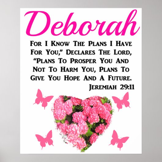 POSTER BEAU ROSE FLORALE PERSONNALISÉ JEREMIAH 29:11 (Devant)