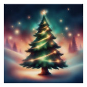 Poster Beau sapin de Noël dans la forêt d'hiver (Devant)