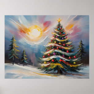 Poster Beau sapin de Noël dans Snowy Wonderland