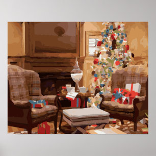 Poster Beau sapin de Noël Salon Scène