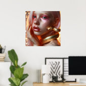 Poster Beau serpent d'or avec fille (Bureau à domicile)