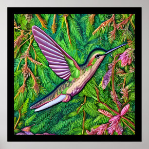 Poster Beau Shabby Chic Petit Colibri.