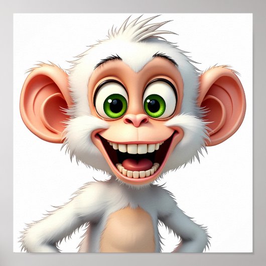Poster Beau singe blanc souriant (Devant)