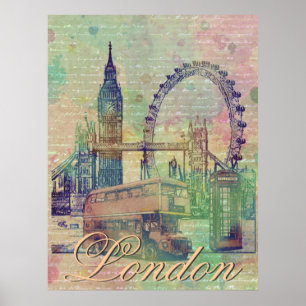Poster Beau site tendance de Londres Vintage