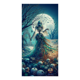 Poster Beau squelette en cimetière