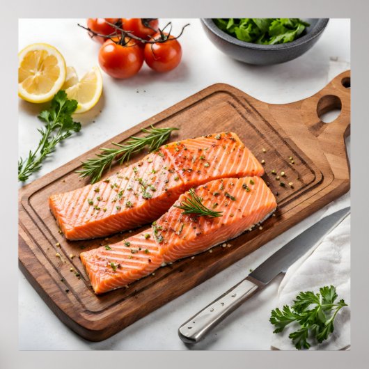 Poster Beau steak saumon (Devant)
