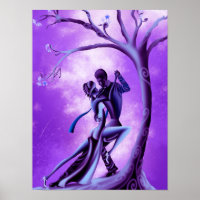Beau Tango de danse en couple au clair de lune