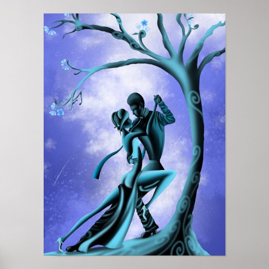 Poster Beau Tango de danse en couple au clair de lune (Devant)