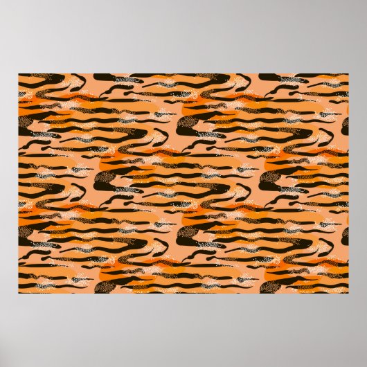 Poster Beau tigre transparent motif, couleur pêche (Devant)