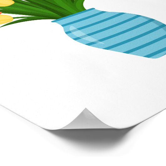 Poster Beau Vase Fleur Colorée (Coin)