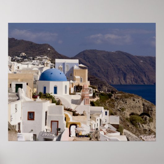 Poster Beau village d'Oia avec bâtiments blancs (Devant)
