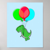 Poster Beau Vol T-Rex Avec Ballons Dans Ciel Bleu (Devant)