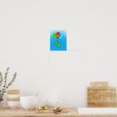Poster Beau Vol T-Rex Avec Ballons Dans Ciel Bleu (Cuisine)