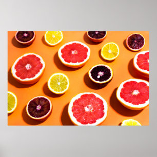 Poster Beaucoup d'agrumes de variété motif au soleil