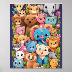 Poster beaucoup de dessins animaliers